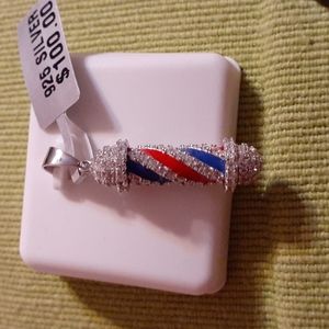 .925 Sterling Silver Barbershop Pole Pendant